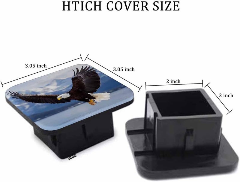 Beabes Bald Eagle Hitch Cover Winter American Eagle River Snow Mountain Rubber Trailer Hitch Cover Receiver Tube Covers Plug Cap Fits 2 Inch Receivers for Pickups Trucks SUVs Cars - Image 2